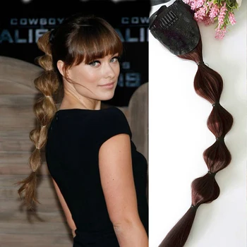 

Synthetic Drawstring Ponytail for Girls Black/Brown Color Braiding Lantern Bubble Fish Tails Women High Temperature Fiber