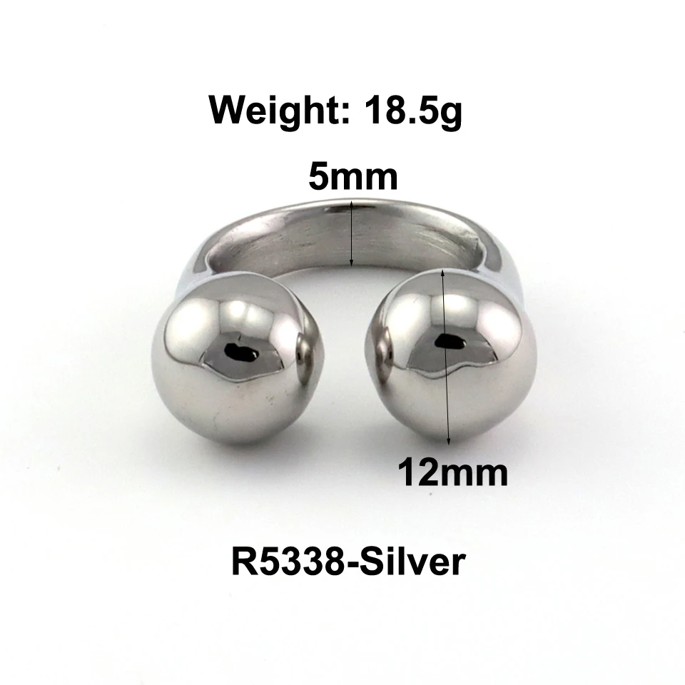 Womens Ring Stainless Steel Heavy Geometric Bead Ring Women Fashion Jewelry Party Gift