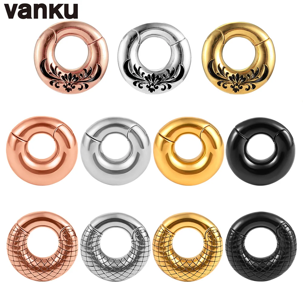 Vanku 316L 스테인레스 스틸 펑크 라운드 자기 귀 무게 확장기 들것 플러그 터널 게이지 귀걸이 바디 피어 싱 쥬얼리