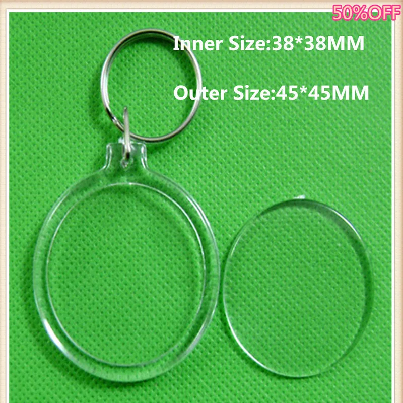 10pcs/lot Round Shaped Diy Acrylic Blank Picture Frame Keychains