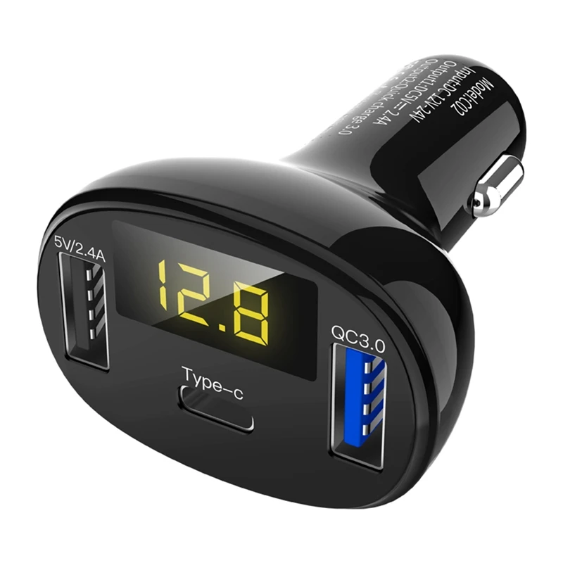 

Type C+Qc3.0 Car Charger Quick Charger 3.0 Car Dual Usb And Type C Radio Modulator Car Kit