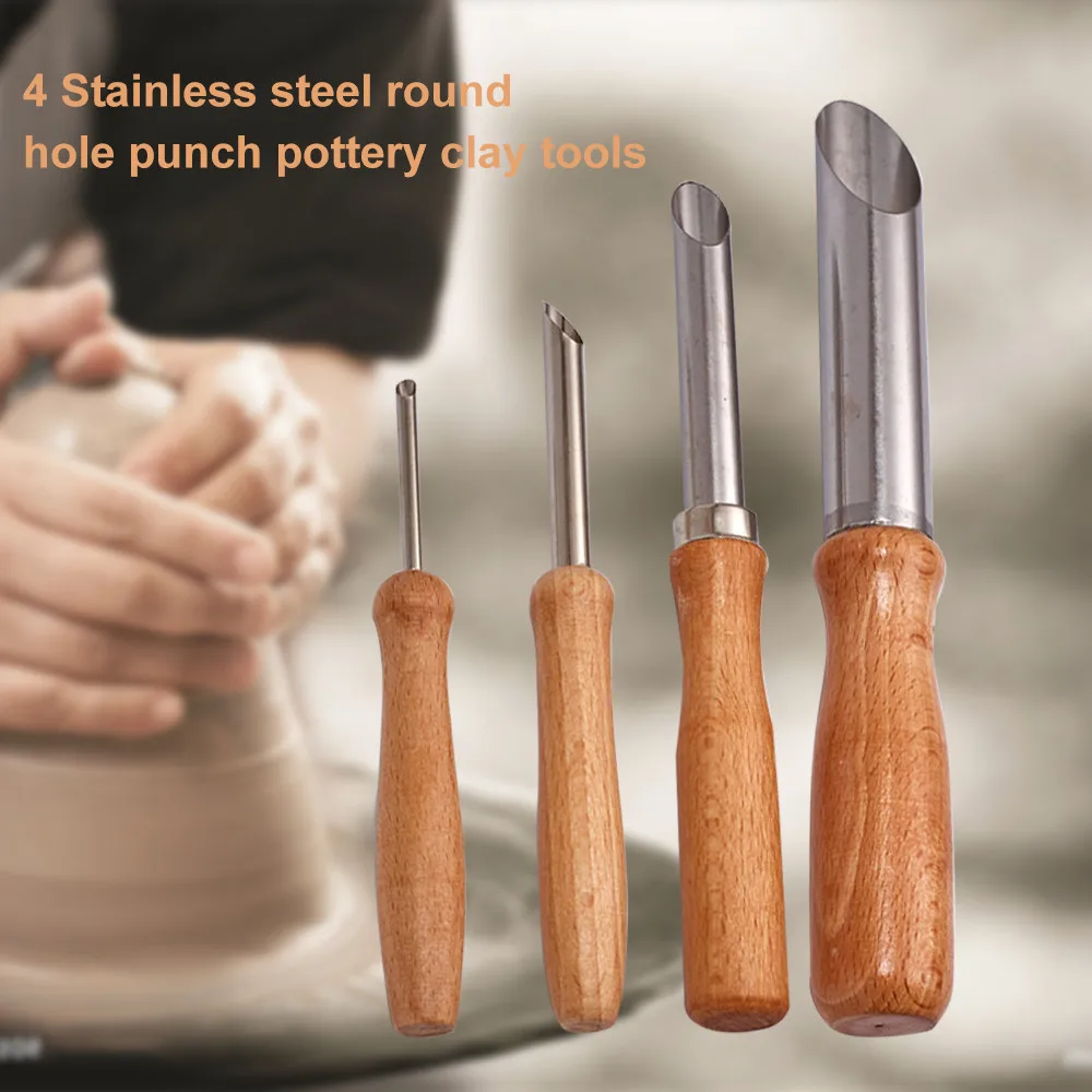 

4Pcs/Set Ceramics Pottery Semi Round Hole Cutters DIY Clay Model Making Tool Ceramic Hole Cutter Sculpting Tools 5/9/14/22mm