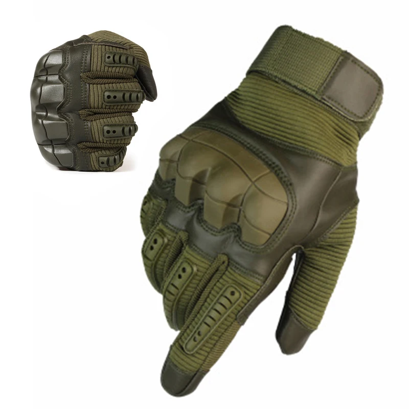 

Touch Screen Tactical Rubber Hard Knuckle Full Finger Gloves Military Army Paintball Airsoft Bicycle Combat PU Leather Glove Men
