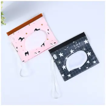 

Eco-friendly Easy-carry Wet Wipes Bag Snap Strap Wipes Container Clamshell Cosmetic Pouch Clutch Cleaning Wipes Case CORB