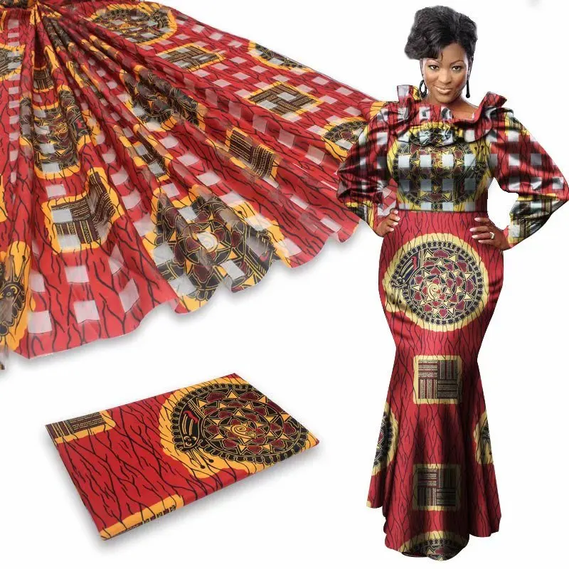 Африканский Анкара печати 2 ярдов шифон с 4 ярдов шелк Новая мода нигерийский печатных ткань