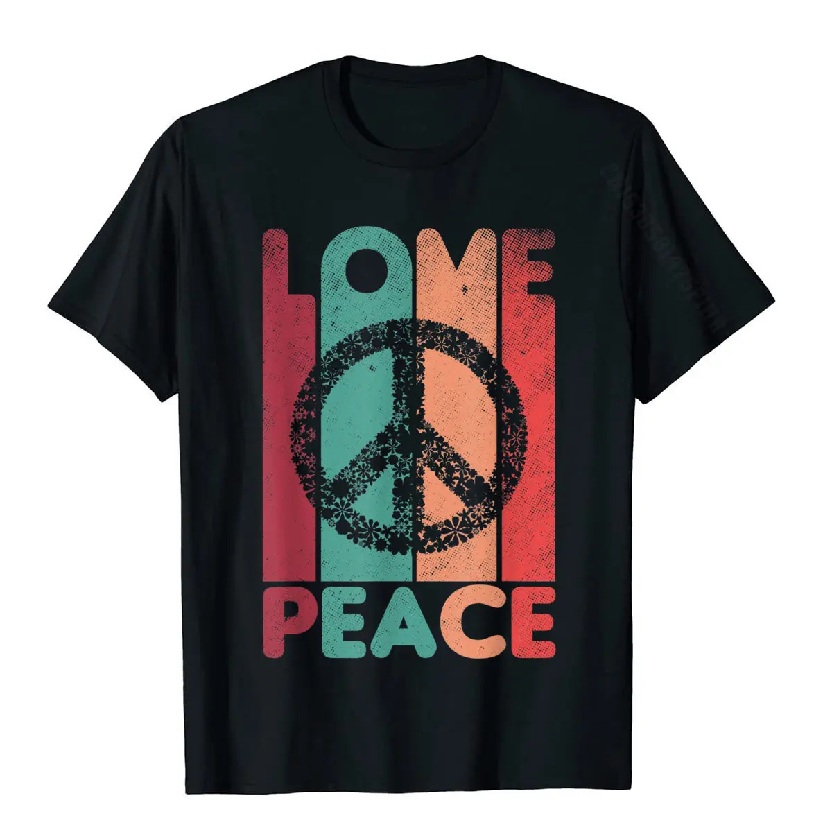 Print Short Sleeve Tops Tees Fall Round Neck 100% Cotton Mens T Shirts Funny Print Sweatshirts Classic Wholesale OVE PEACE FREEDOM 60s 70s Tie Dye Vintage Hippie Costume T-Shirt__2052 black