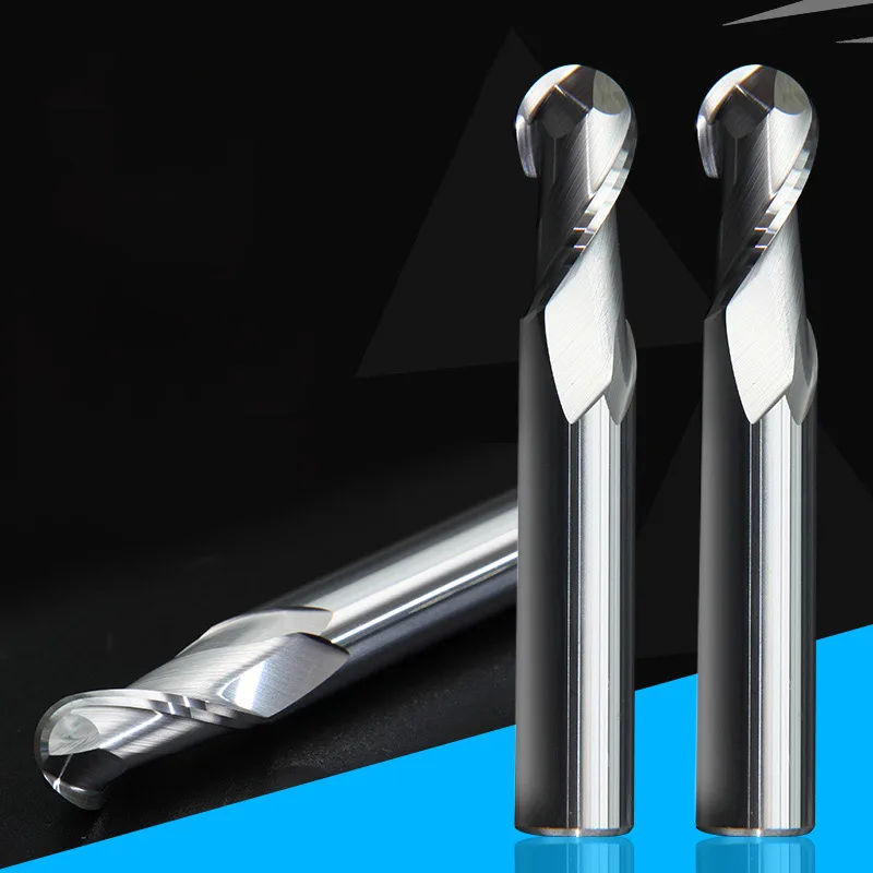 Metal milling cutter 2 Flute cutting HRC58 2mm 3mm 4mm aluminium copper machining CNC tungsten steel spiral bit milling cutter ball nose end mill R1