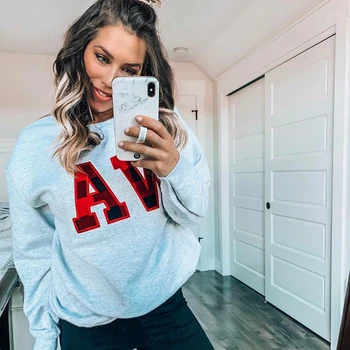

High Quality Gray Hoodie Women Autumn Casual Letter Printed Classic Sweatshirt 2019 New Female Winter Pullover Lady Hoody D35
