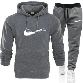 

sweatpants and hoodie set Tracksuit Men Hooded Sweatshirt+pants Pullover Hoodie Sportwear Suit Casual Men Clothes 2 Pieces Sets