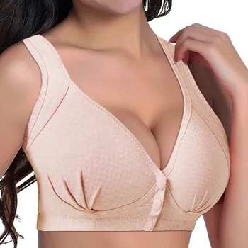 

Women Wireless Cotton Bras Lingerie Front Close Button Bra Cotton Thin Comfortble Underwear Bra Plus Size
