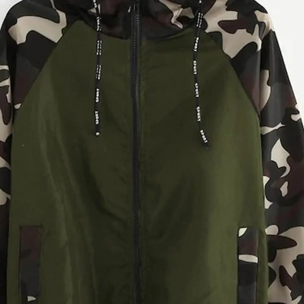 Women Riding Jacket Coat Long Sleeve Patchwork Hooded Zipper Pockets Casual Sport Coat Outdoor Loose Hoodie Jacket Blouse