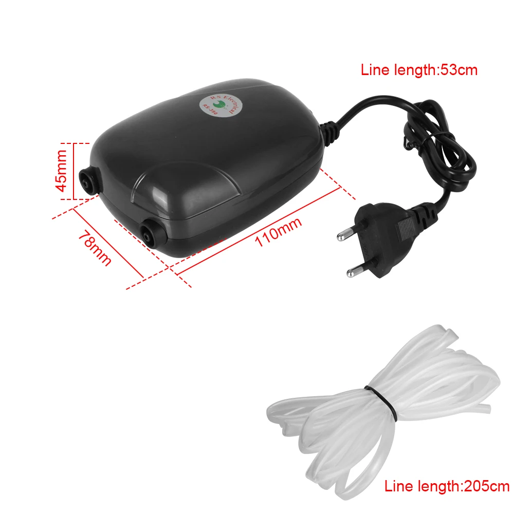 Aquarium Air Pump Single Double Outlet Fish Tank Oxygenation Pump Mini EU Plug