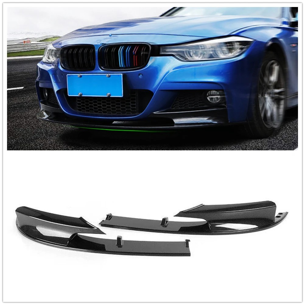 Car Front Bumper Spoiler Lip For 2012-2018 BMW F30 3 Series M Sport Carbon Fiber