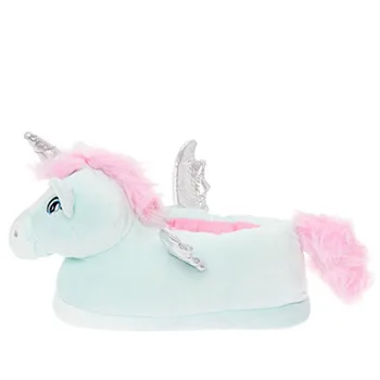 

Winter Slippers Kids Cute Plush Unicorn Slippers Boys Girls Non-slip Warm Interior Slippers Kids Baby Barefoot Shoes Light Blue