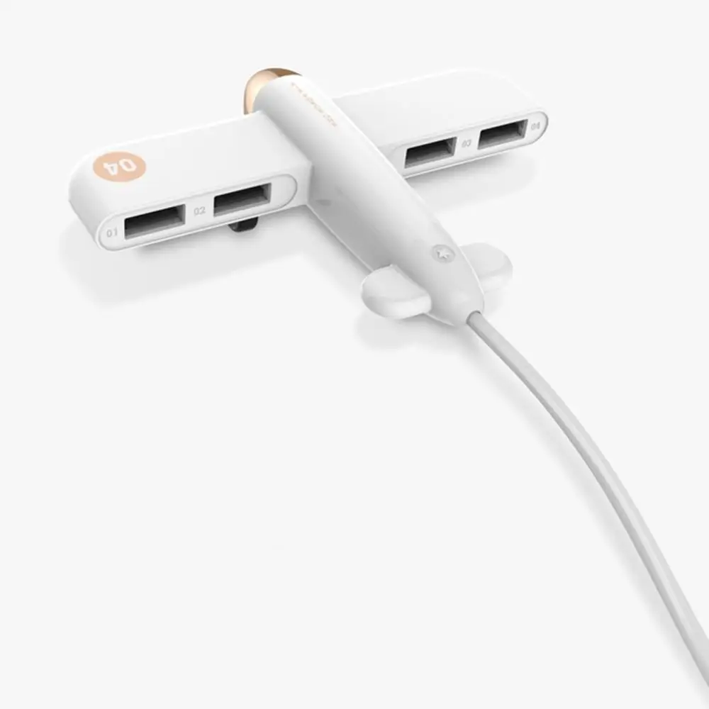 USB расширитель креативный самолет концентратор данных, один прицеп четыре делителя для передачи данных мобильного компьютера - Цвет: Белый