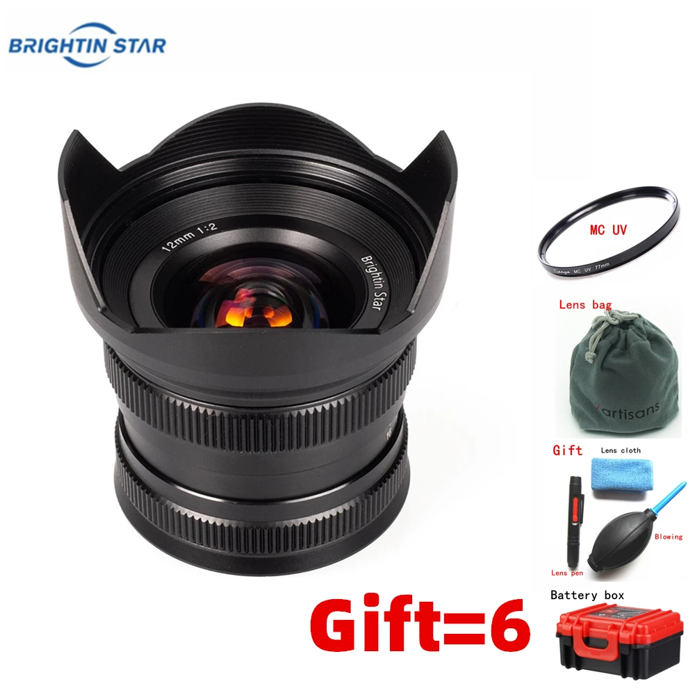Слишком много звезда 12mm-F2.0 широкоугольный объектив с фиксированным фокусом для Canon EF-M sony E a6000 a6500 Fuji FX XT2 XA3 M4/3 EM10II GF10 EM5 объектив Слишком много звезда 12mm-F2.0 широкоугольный объектив с фиксированным фокусом для Canon EF-M sony E a6000 a6500 Fuji FX XT2 XA3 M4/3 EM10II GF10 EM5 объектив