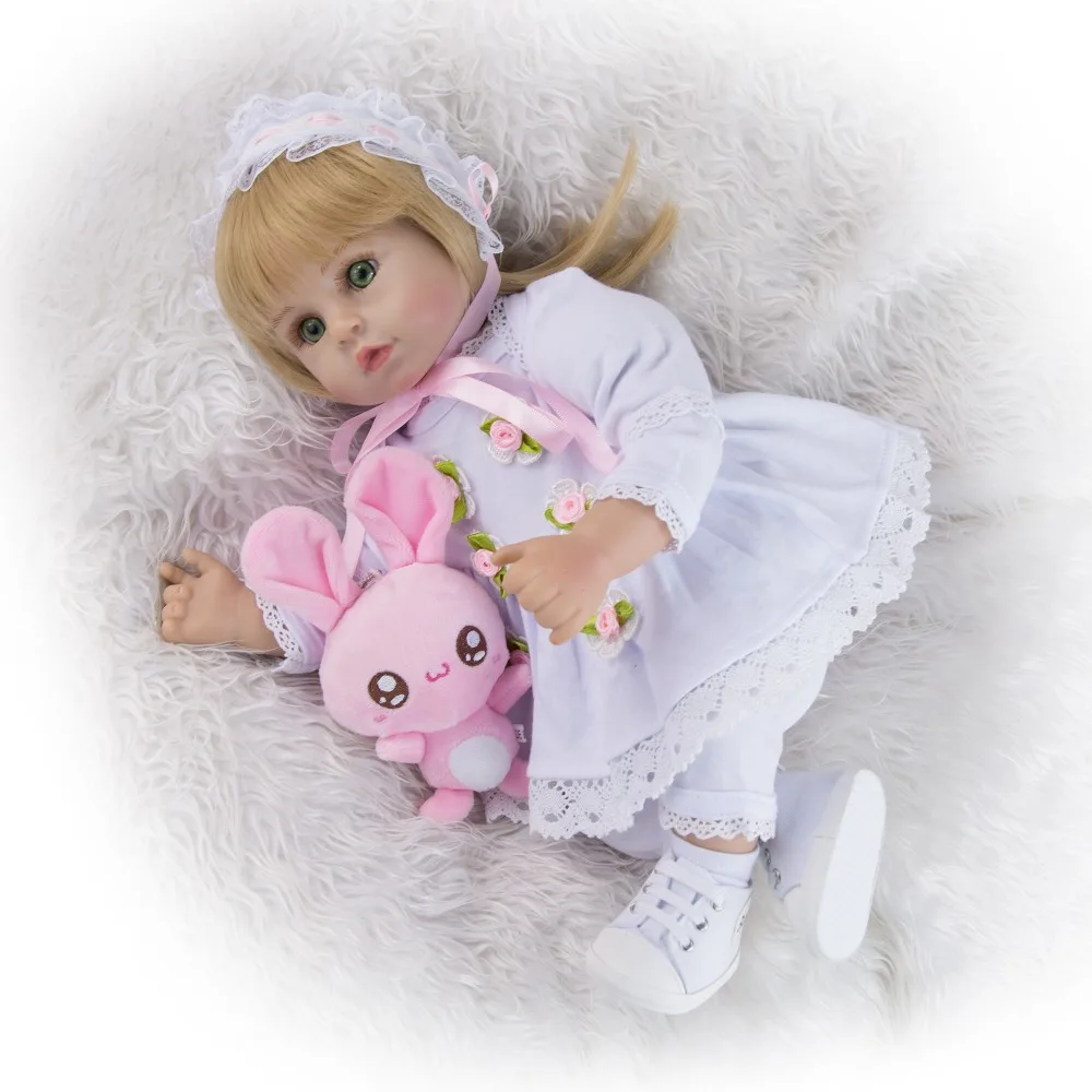 Reborn Baby Menina с белой юбкой очень красивый силиконовый виниловый парик принцессы