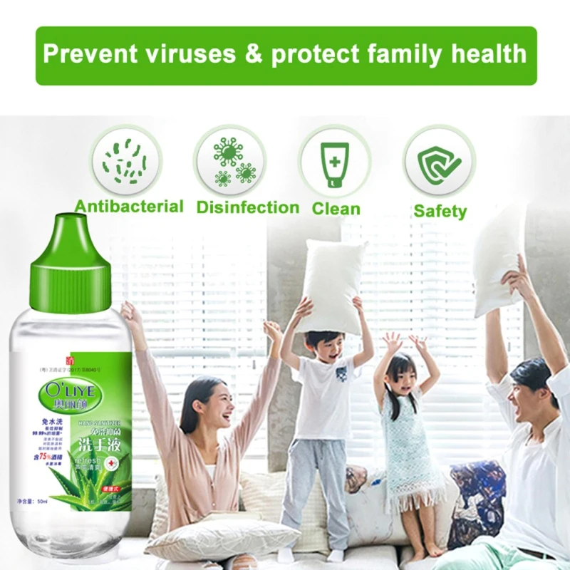 

Quick-Dry 50ml Travel Portable Mini Hand Sanitizer for Kids Anti-Bacteria Moisturizing Disposable Waterless Hand Gel Handgel