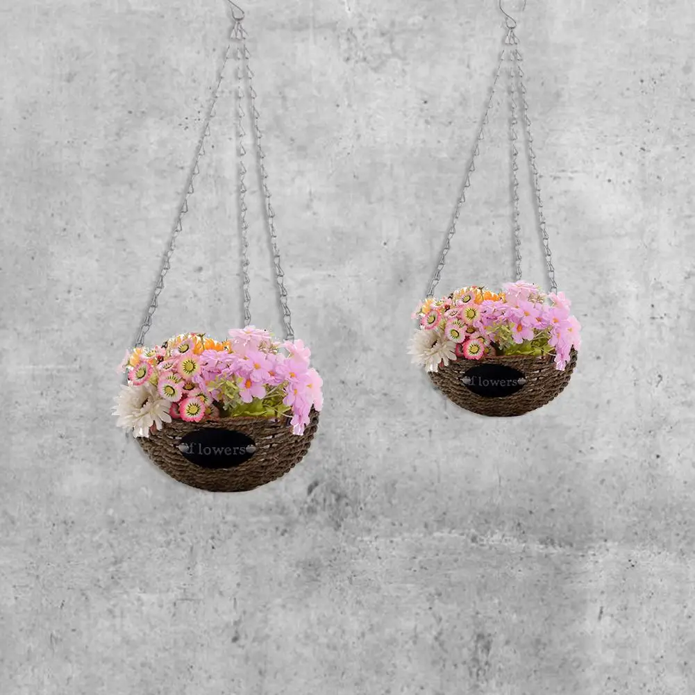 

Hanging Planter Flower Pots Artificial Woven Basket Hanging Basin Type For Outdoor Balcony Plants Home Decor