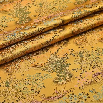 

Yellow yard dyed jacquard damask fabric for coat curtain table cloth sofa cushion upholstery patchwork DIY cloth