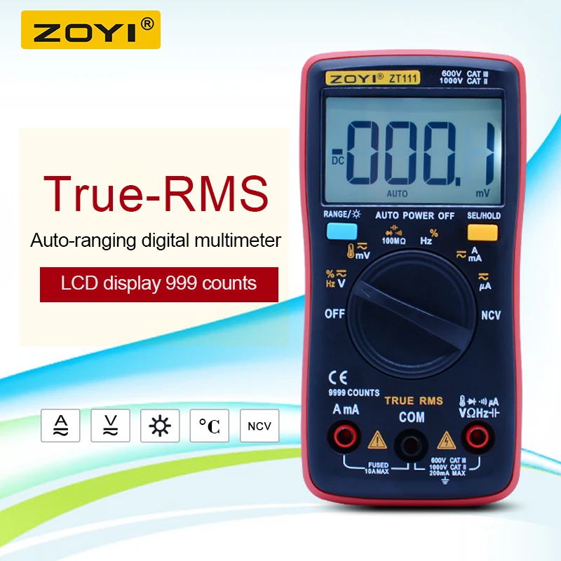ZOYI ZT111 карманный цифровой мини мультиметр 9999 отсчетов Ом переменный/постоянный