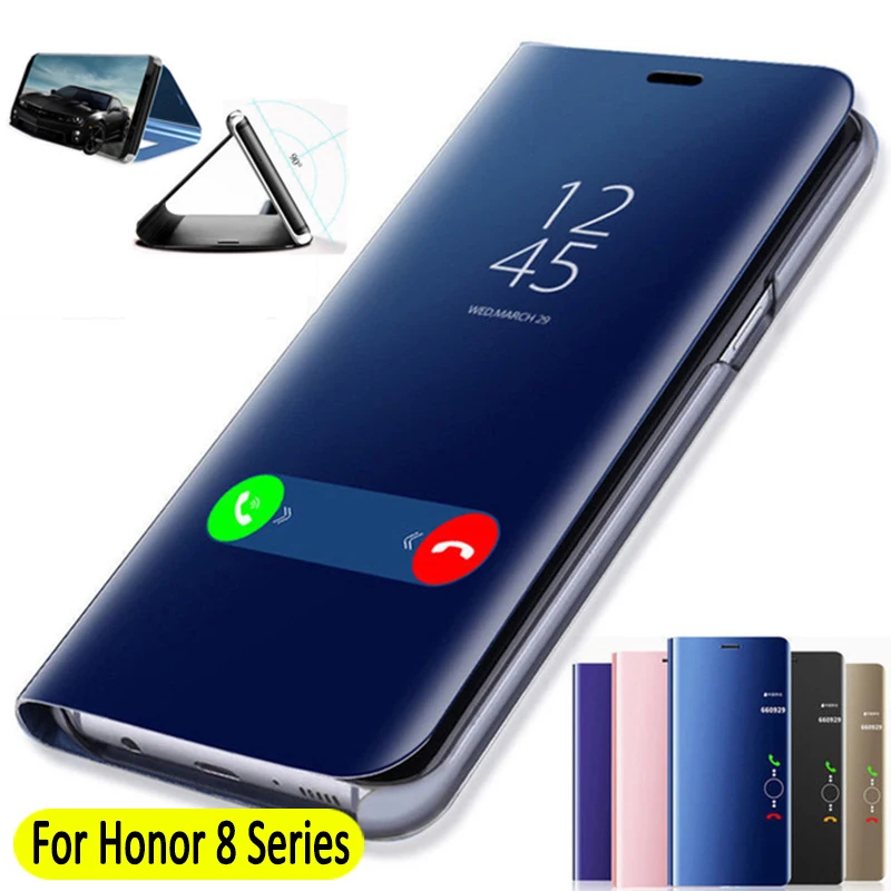 Флип чехол с подставкой для huawei Honor 8X 8A зеркальные кожаные чехлы 8C Pro 8S 8 A X Hono Coque