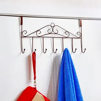

Cabinet Room Door Back Holder Hanging Hook Clothes Storage Rack Shelf Bathroom Towel Hanger 5/7 Hooks Together Iron Organizer