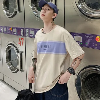 

Mens Short-sleeved T-shirt Cotton Loose Breathable Cotton Tshirt Men Fashion Letter Printing Outdoor Casual Short-sleeved Unisex