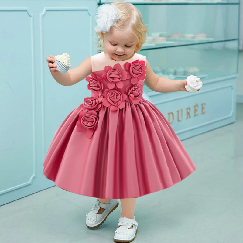 Robe princesse es pour bébés filles de 0 à 3 ans, motif floral, pour fête  prénatale, 2021 - AliExpress