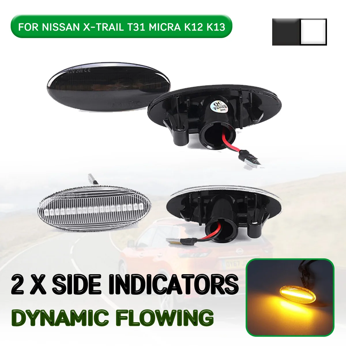 

Car LED Dynamic Side Marker Light Flowing Turn Signal Light Lamp For Nissan Qashqai J10 For X-Trail T31,Cube,Micra K12 K13
