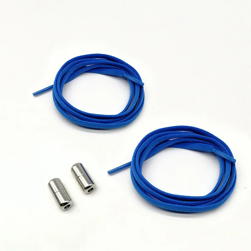 Lightblue shoelace 1 пара(2 шт.) металлический замок круглый шнурок взрослый растягивается ленивый шнурки без галстука шнурки для детей кроссовки эластичные шнурки - Цвет: Lightblue shoelace