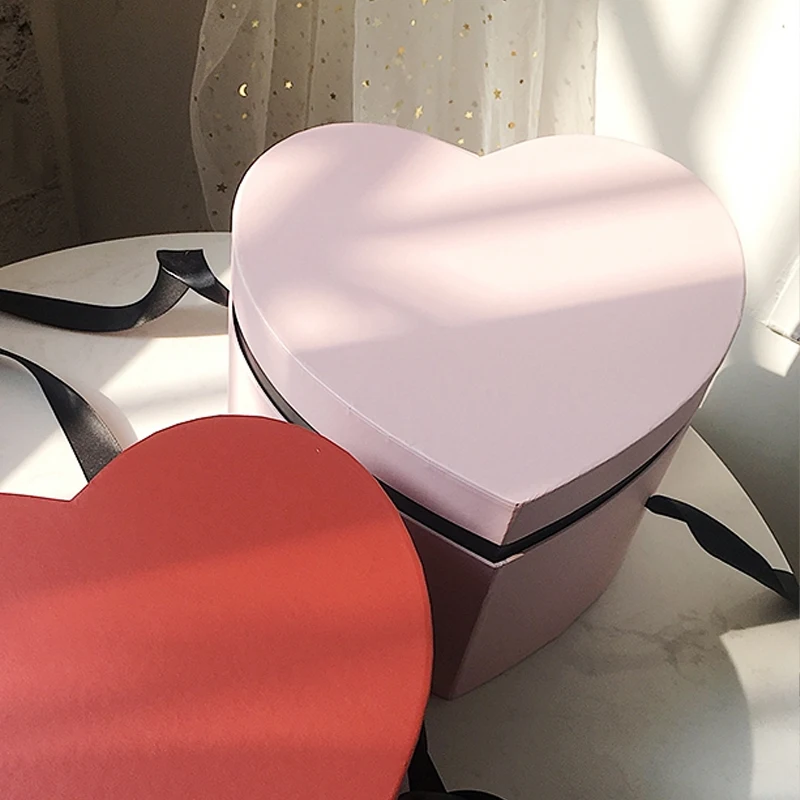 Double Love Heart Box Gift Portable Packing Flower Bouquet Holder Florist Wedding Favor Valentine's Day Decoration Boxes