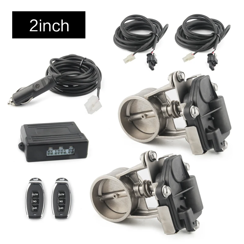 Elektrische Uitlaat Kleppensysteem Set 2 Inch 51mm ø Met 2x Klem Mof Bypass Universeel Draadloos Met Afstandsbediening Dubbele Pijp Met Klep