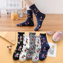 Корейский стиль, носки с Микки Маусом, модные, новинка, теплые носки с мультяшной мышкой, всесезонные, удобные, дышащие, хлопковые, женские носки