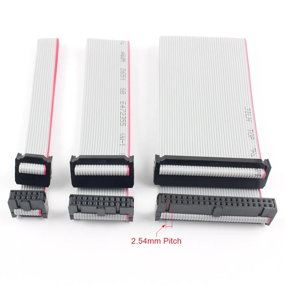 2.54mm Pitch FC 6/8/10/12/14/16/18/20/24/26/30/34/40/50/60/64 Pin Flat Ribbon Data Cable 10CM 20CM 30CM 40CM 50CM 2pcs flexible flat cable,connector with cable,cable connector