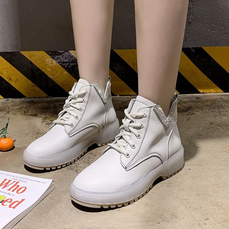 Boots women 2019 autumn and winter new rhinestone thick bottom martin boots with wild ladies ankle boots ankle boots for women
