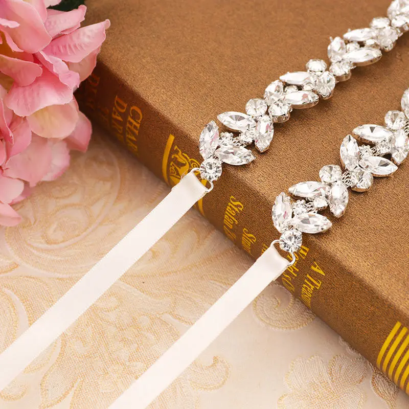 Bridal Waistband Crystal Rhinestones Wedding Belt Luxury Bridal Belts Sash White Ivory Champagne Ribbon