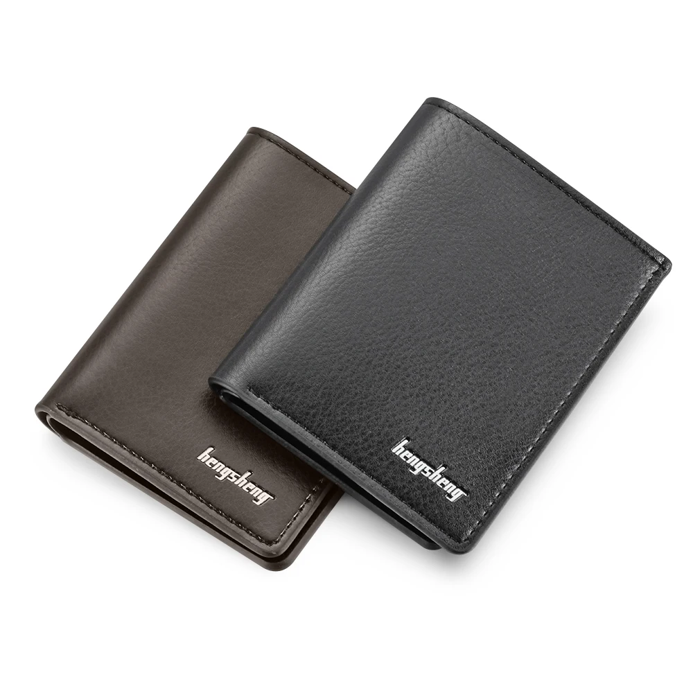Men's Short Wallets Casual Solid Luxury Retro Wallet Men Leather Slim Purses Credit Card Holder Business Purses Male
