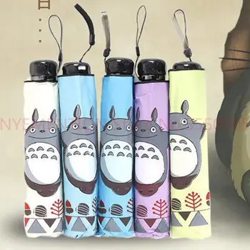 

50pcs/lot Totoro Sunny Rainy Umbrella three folding cartoon totoro umbrella 6colors