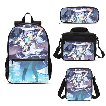 

4Pcs/Set Portfolio School Bag For Girls Boys Cool Anime Hatsune Miku 3D Printing Backpack Ice Bag Kids Bookbag Mochila Escolar