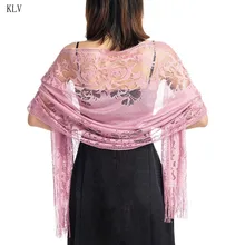 185x63 см, женский шарф 1920 s, Ажурные вязаные крючком цветочные кружева, бахрома, кисточки, свадебная накидка, вечерняя винтажная шаль