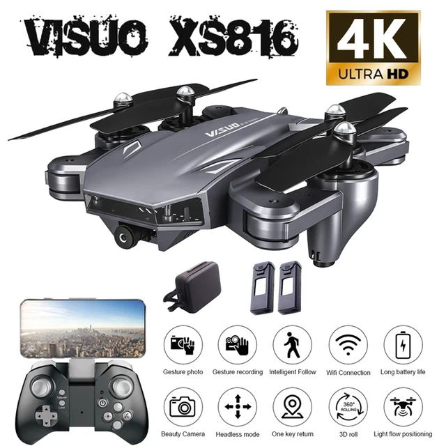 $59.29  Visuo XS816 4K Camera Drone With Camera HD WiFi FPV Dual Optical Flow Foldable Selfie Dron Gesture 