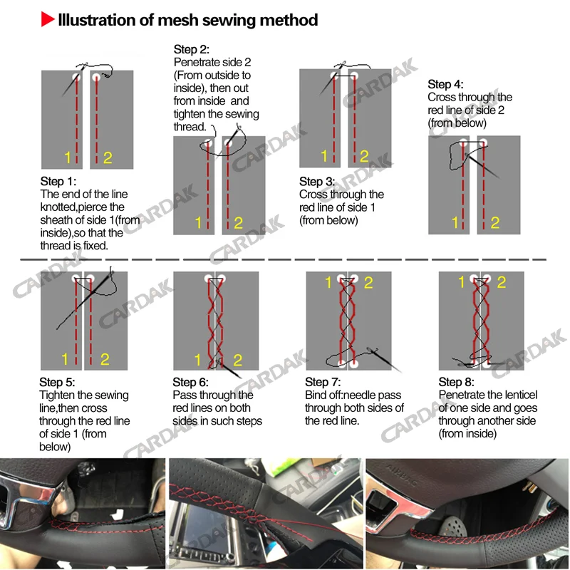 WCaRFun Black Suede Artificial Leather Red Marker Car Steering Wheel Cover for Seat Ibiza 6L leon 2007 2008 Sport Altea Toledo