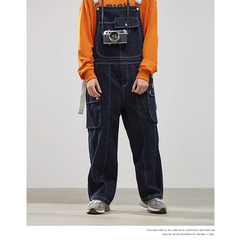 SODAWATER, мужские комбинезоны, джинсы для мужчин, осень, японский стиль, темно-синие джинсовые брюки, мужские брюки-карго с несколькими карманами, джинсы 94527WS