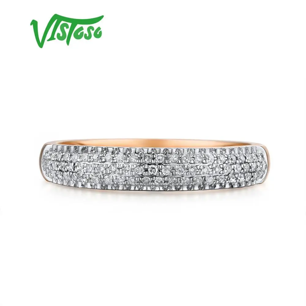 VISTOSO Gold Rings For Women Genuine 14K 585 Rose Gold Ring Sparkling Diamond Promise Engagement Rings Anniversary Fine Jewelry 2