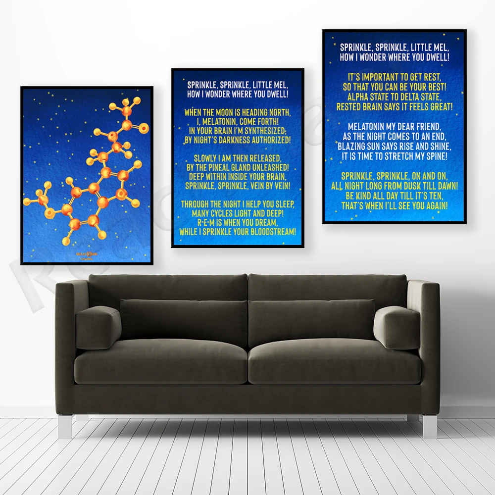 Melatonina Twinkle Twinkle Little Star Culla Stampa Molecolare Star S Night Sky Opera D'Arte Neuroscience Art Sleep Gift Poster