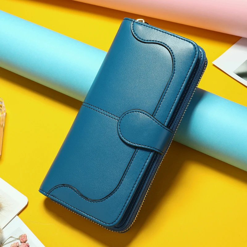 Blue Luufan, роскошные кошельки из натуральной кожи для женщин, подарок на день рождения, Женский Длинный кошелек из коровьей кожи, большая красная дизайнерская дамская сумочка - Цвет: Blue