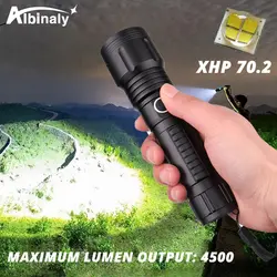 Супер яркий XHP70.2 светодиодный фонарик водонепроницаемый фонарик масштабируемый 5 режимов освещения кемпинг лампа используется для