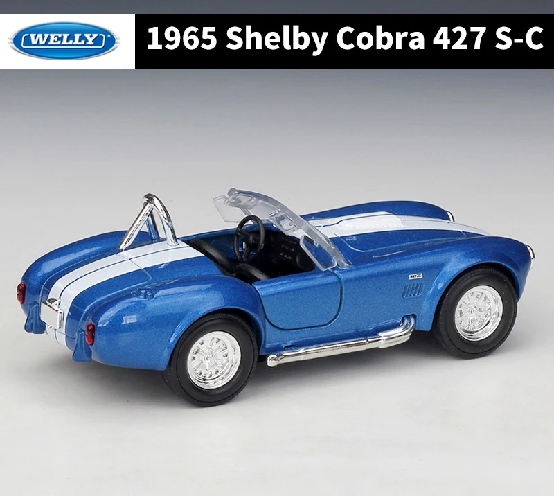1:36 Welly Shelby 1965 Cobra 427 Metal Diecast Model Car Pull Back Blue 