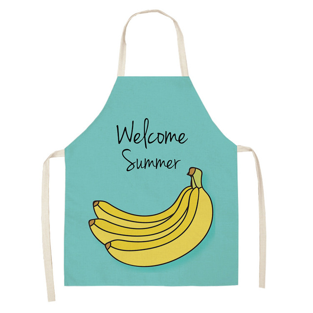 Fruit Pattern Linen Hand Wipe Sleeveless Waist Apron Home Decor Kitchen Baking Cleaning Tool Anti-stain Dining Workwear